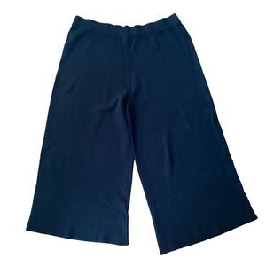 Ann Taylor Wide Leg Crop Pant Knit Large Black